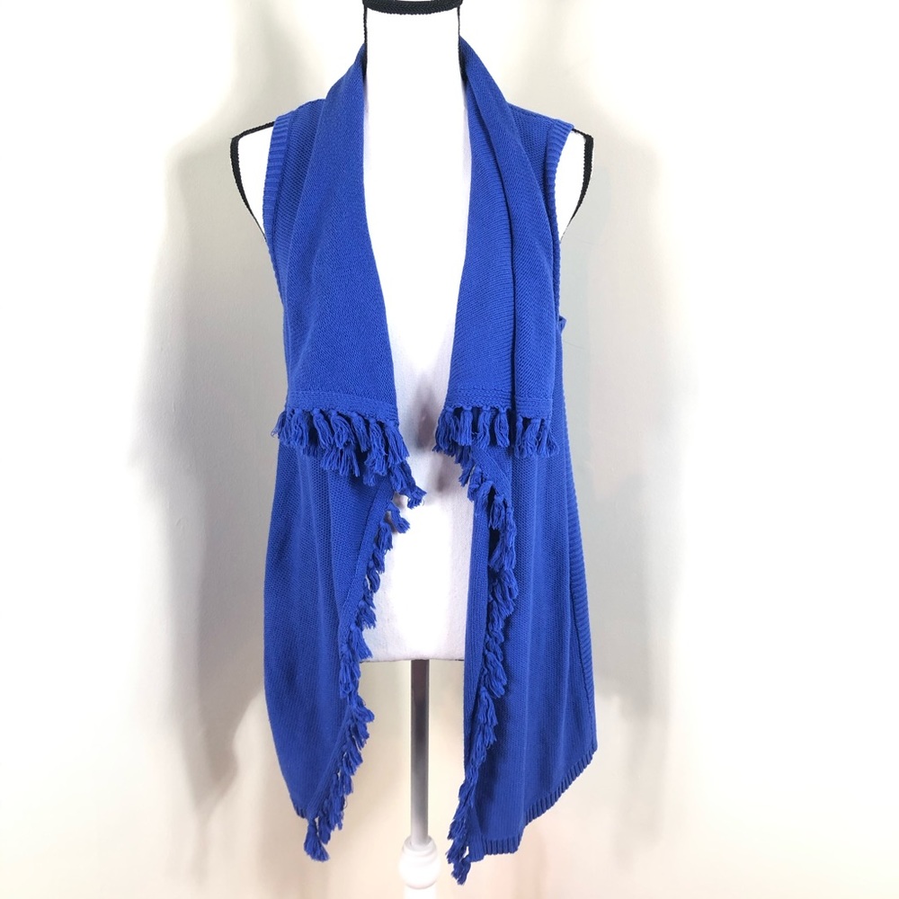 Lilly Pulitzer Tassel Fringe Blue Vest XS - Picture 1 of 6